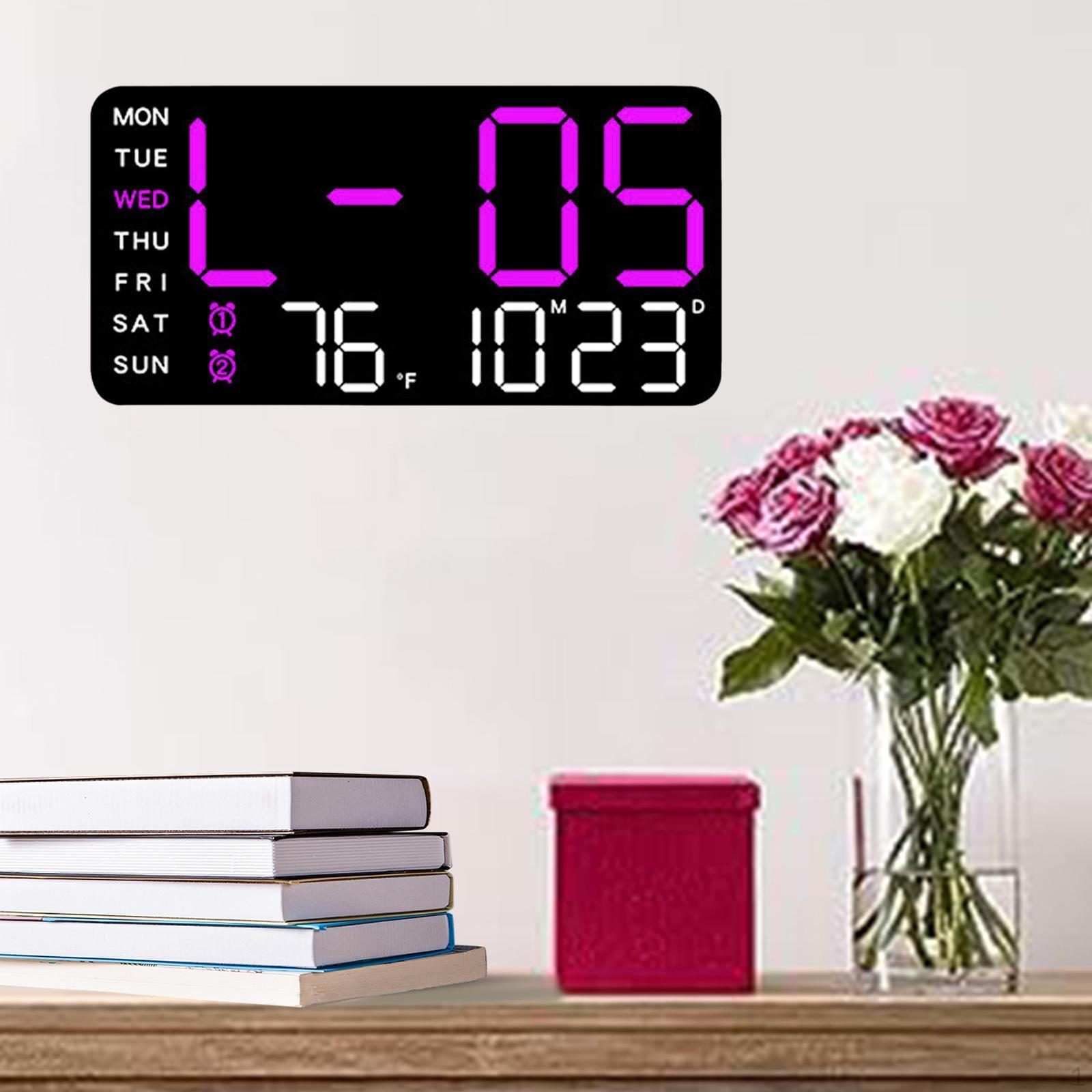 

Digital Alarm Clock Electric Bedside Desk Dimmable Temperature Wall LED for Pink Light