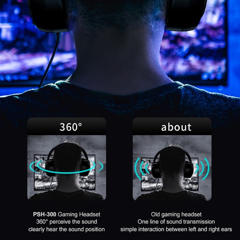 RGB Light Gaming Headset Surround Stereo Sound Earphone Soft Earmuffs Powerful Ergonomic Design Comfortable to Wear