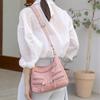 Small Soft PU Leather Shoulder Bag Casual Multi-Pocket Crossbody Bag with Adjustable Strap for Women