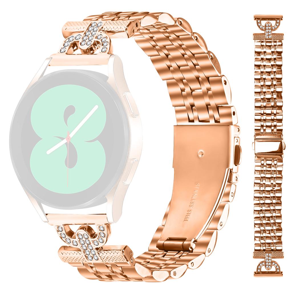 Watch Band for Garmin D2 Air X10/vivoactive 5/Venu Sq 2 7-Bead D-Shape Rhinestones Decor Stainless Steel Colored Watch Strap