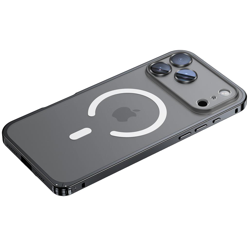 For iPhone 17 Pro Max Metal Clear Case Compatible with MagSafe Safety Lock Back Cover