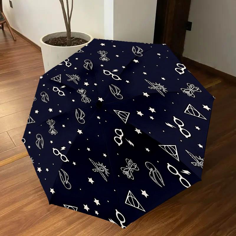 1PC Glasses Stars Umbrella-8-Rib Reinforced, Automatic Open, Lightweight & Durable, Cute Fashion Accessory for Outdoor, D2669