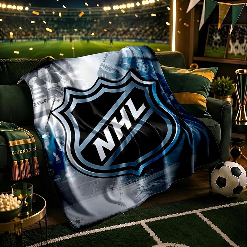 Nhl Hockey League Emblem Throws Blanket Flannel Blankets Plush for Couch Bed Gifts for Men Women Travel picnic blanket Christmas fan gifts