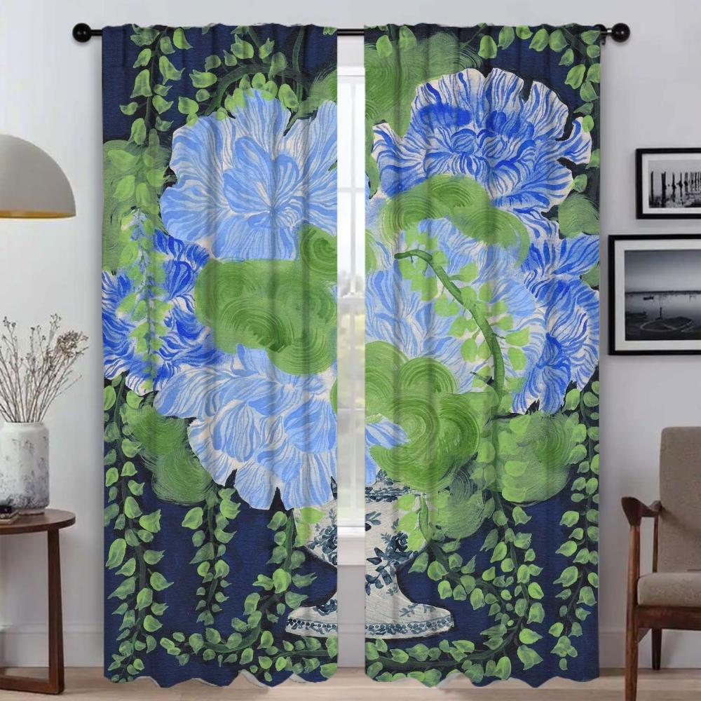Persienner Abstrakt Blomma Heminredning Gardiner 2 Delar Eleganta Rumsgardiner för Kamera Halloween Dekoration Vardagsrumsgardin
