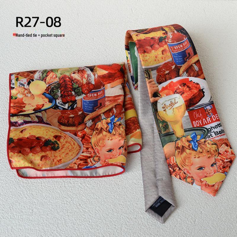

Ретро Милый Узор Галстук и Нагрудный Платок Комплект - Повседневные Аксессуары Ручной Работы для Рубашек