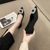 Mode 2024 Neue Pumps mit Blockabsatz Elegant Party Hochzeitsschuhe Elegant Niedriger Absatz Komfort Büro Arbeitsschuh Strassschnalle Spitze Zehenpartie