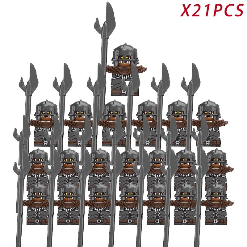 Medieval Knights Elf Dwarf Uruk-hai Mini Figures Armor Helmet Accessories Building Blocks DIY Bricks Toys For Kids Boys Gift