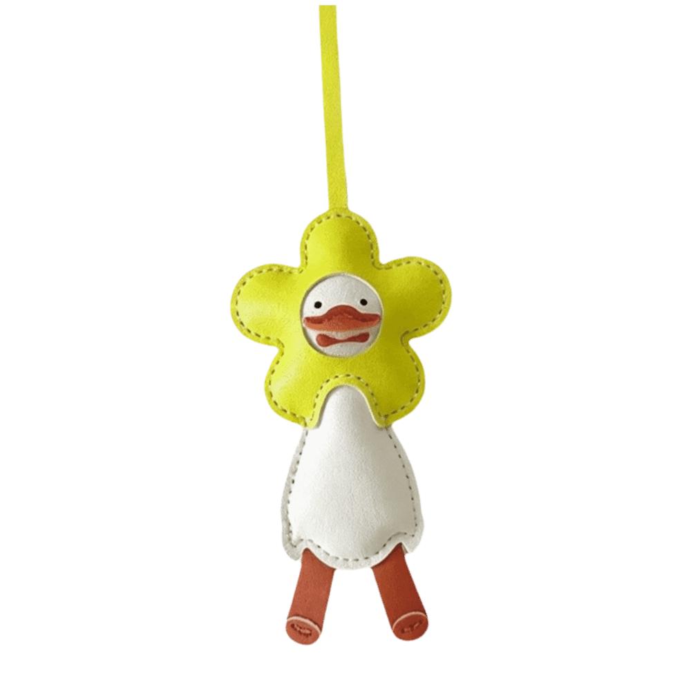 PU Leather Flower Duck Keychain Animal Phone Chain Aesthetic Bag Charm Car Decor