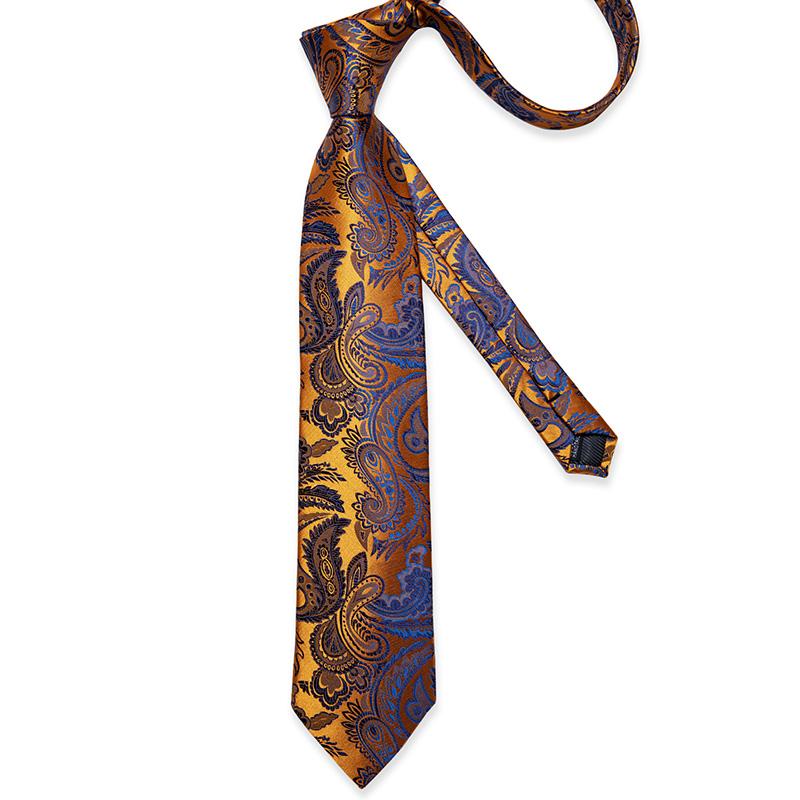 Dibangu Men Tie Paisley Wedding Tie for Men Hanky CufflinkS Silk Men Tie Set Party Business Fashion