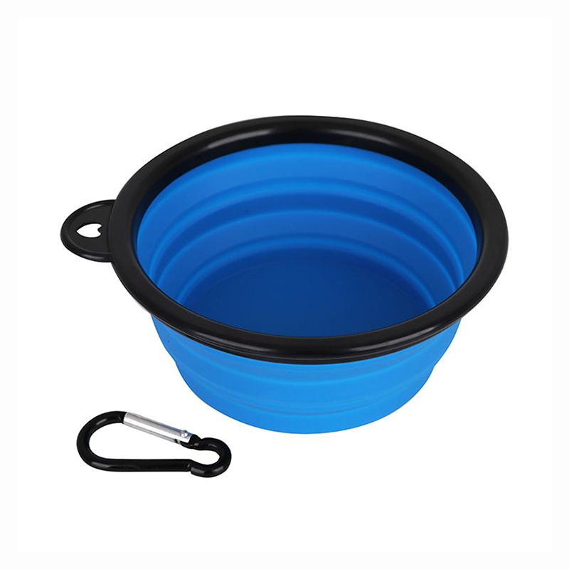 1000ml Collapsible Dog  Folding Silicone Bowl Pet Outdoor Travel Portable Puppy Food Container Feeder With Carabiner