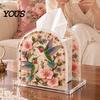 Decorative Tabletop Tissue Dispenser DIY Christmas Faux Pearl Art Painting Box Holder, 3D Rhinestone Beads Square Cover Gem Holder for Winter