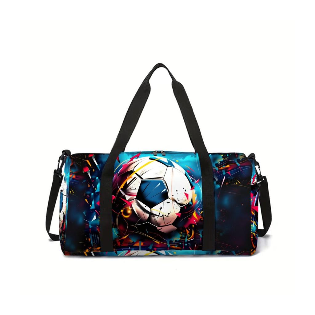 Football Pattern Large Capacity Luggage Bag for Boy/Girl Best Gift 2D Cartoon Travel Duffels Outdoor Fitness Bag for Children