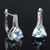 Elegant Women Faux Sapphire Rhinestone Inlaid Drop Huggie Earrings Eardrops