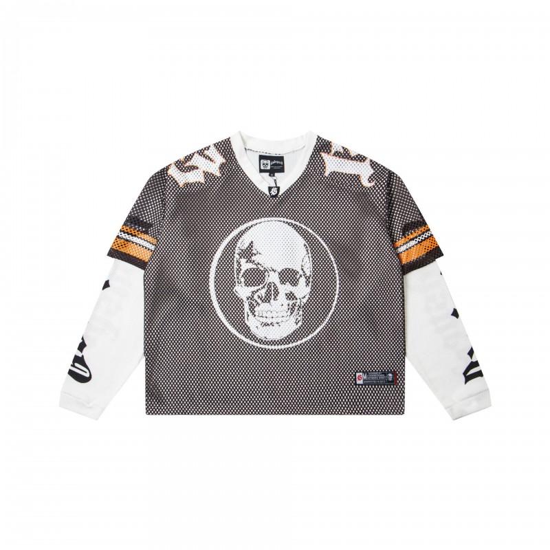 Mens Long Sleeve T Shirt Loose Fit Streetwear Hip Hop Casual Mesh Jersey 2025
