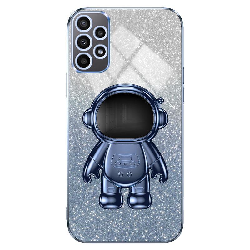 For Samsung Galaxy A53 5G Case Glitter PC+TPU Protective Cover with Astronaut Kickstand