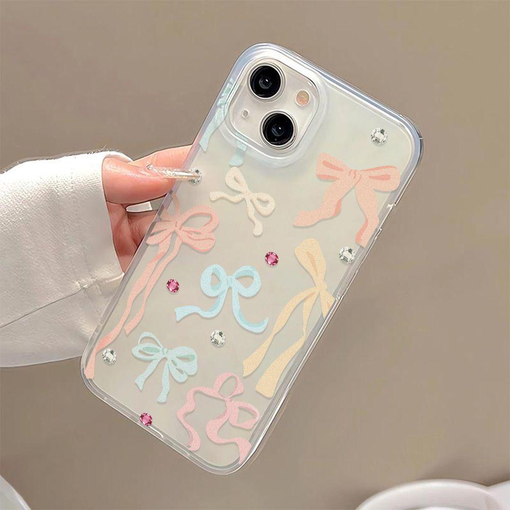 Color diamond bow is suitable for iPhone17promax Apple 17 matte large hole mobile phone case 16pro/15 anti-drop.