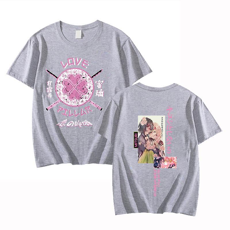 Hot Anime Kanroji Mitsuri Iguro Obanai Printing T-shirt Women Men Fashion Short Sleeve Couples Casual Personality Y2k Summer Top