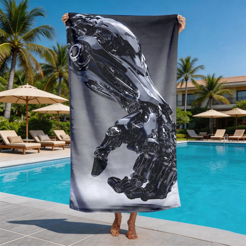 Technology Mechanical Arm Theme polyester microfiber beach towel is highly absorbent, suitable for swimming and beach outings