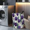 1pc of a Round, Purple Tulip-Patterned Foldable Laundry Basket, Ideal for Storing Clothes,, And Organizing Items. This Modern Storage Bin Is Perfect F