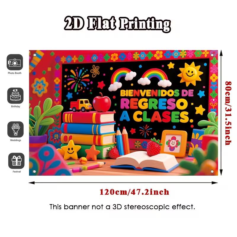 Bienvenidos De Regreso A Clases Backdrop, Spanish Back to School Banner