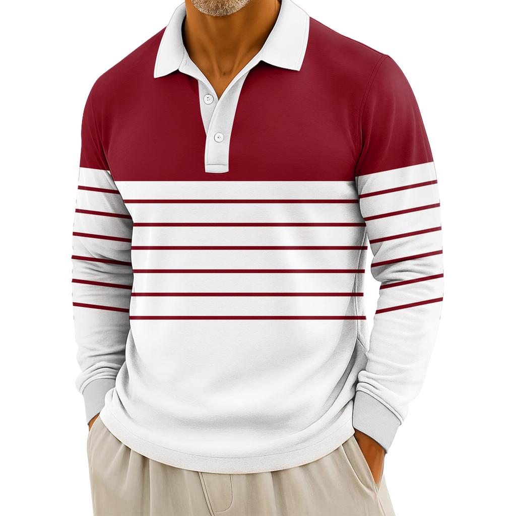 Herre Casual Stripet Trykk Knappelukking Langermet Topper