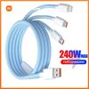 Xiaomi 3 In 1 USB A To Type C Fast Charging 1m Nylon Cable Micro For Iphone for Samsung for Xiaomi Multi Port Multiple Charging Wire