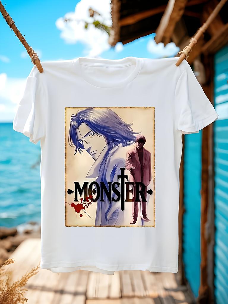 Johan Liebert Vintage Anime Graphic Tshirt Black Casual T...