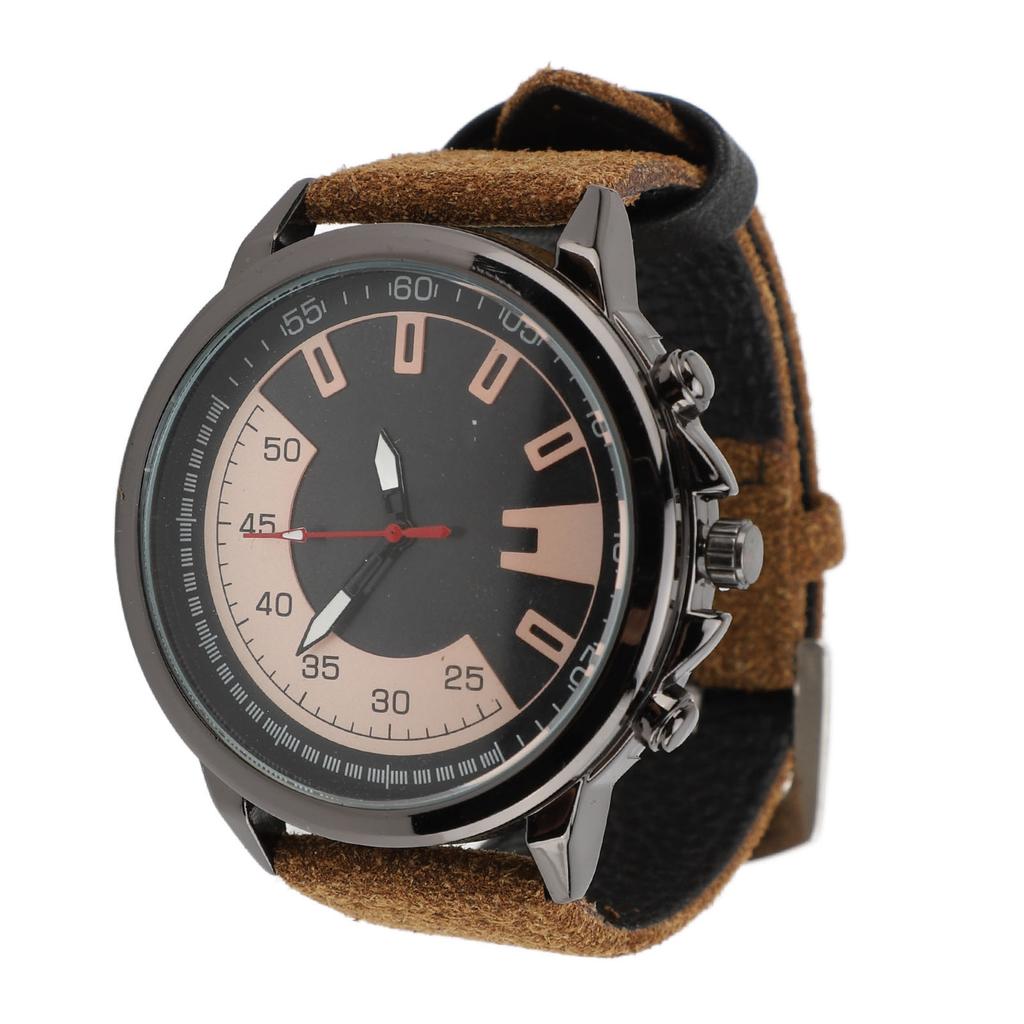 Quartz Men Watch Minimalist Ultra Thin Fashion Casual Quartz Wristwatch with Retro Watch Band for Meeting Business