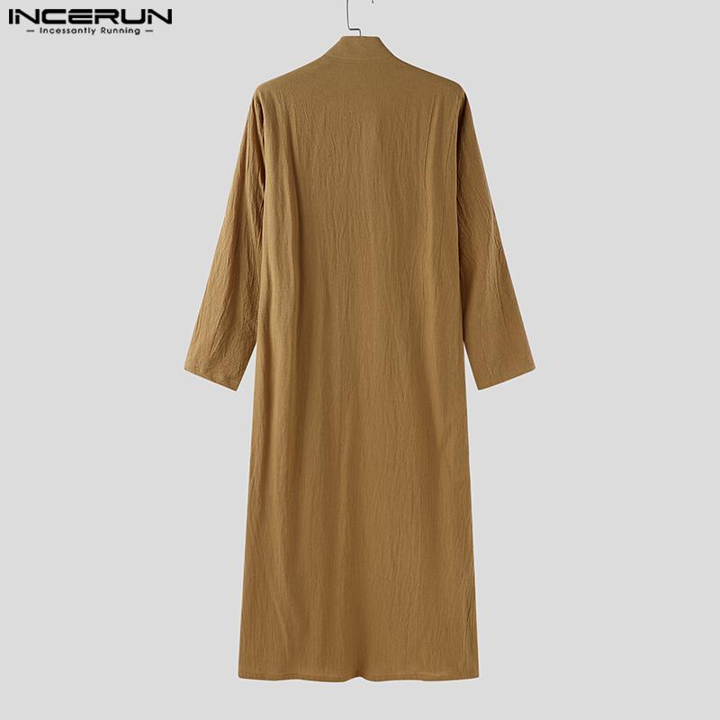 INCERUN Vintage Herren Langarm Offene Vorderseite Lässige Lange Strickjacke Oberteile