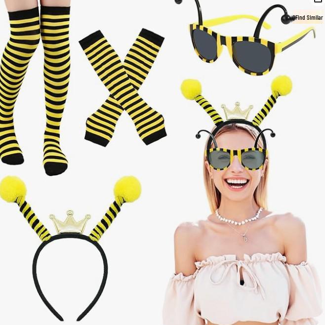2026 Halloweenový kostým včelky Cosplay Set s křídly, pláštěm, čelenkou a brýlemi pro dospělé a děti