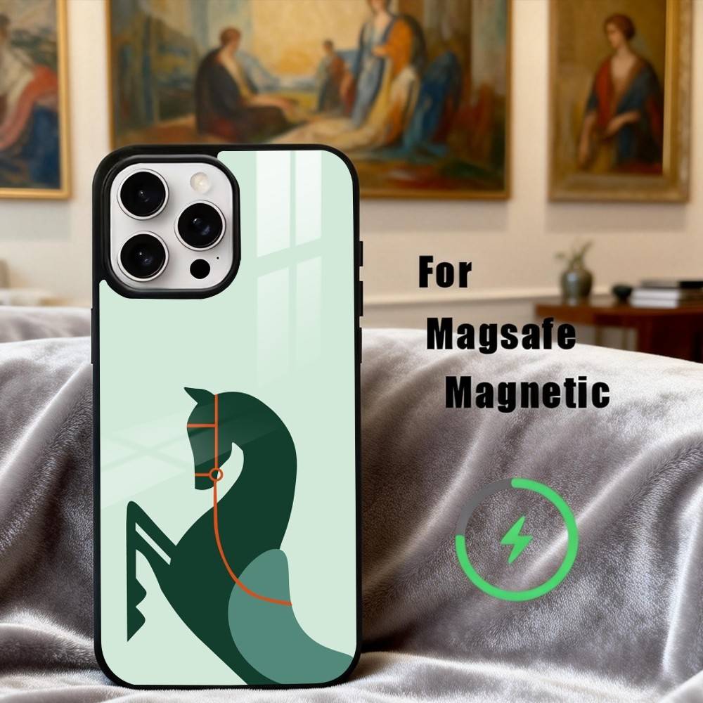 H-horse Art Phone Case For iPhone17,16,15,14,13,12,11 Plus,For Magnetic Wireless Charge Cover