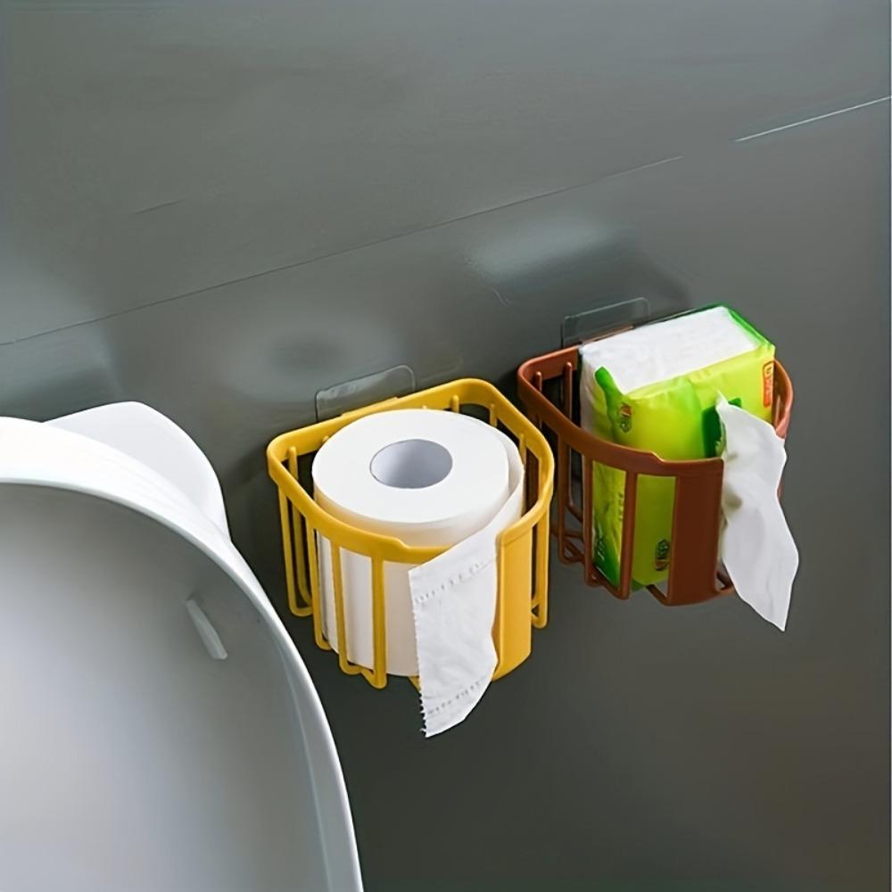 Suport de depozitare pentru toaletă cu goluri Cutie cu coș de șervețele multifuncționale Cutie pentru șervețele toalete Coș de depozitare montat pe perete
