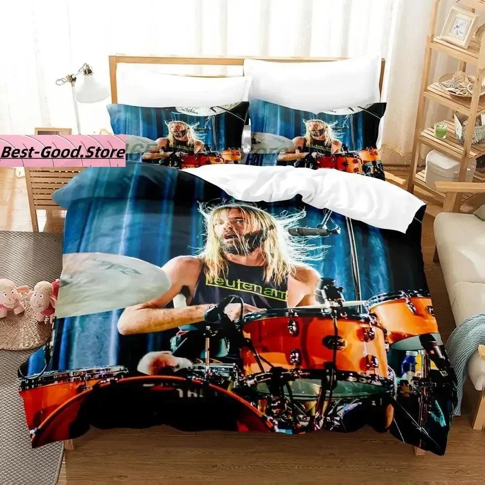 Juego de Ropa de Cama Taylor Hawkins Individual Twin Full Queen King Size Juego de Cama para Dormitorio de Adulto Niño Juegos de Funda Nórdica Juego de Sábanas 3D