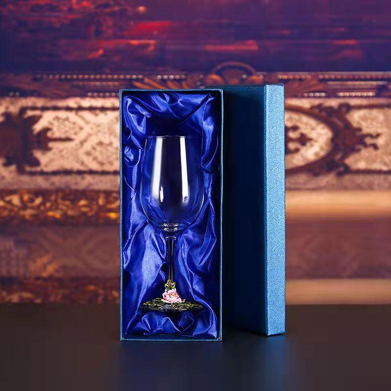 Superior Enamel Peony Glass Crystal Champagne Cup Set Goblet Glasses Glasses of Wine Wineglass Luxury Glass Cups Vintage Whiskey