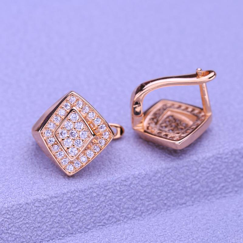 MINTHA Geometry Clip Earrings Trendy Rose Gold Color Wedding Daily Fashion Jewelry Hollow Cubic Zirconia Earrings For Women Bridal Earrings