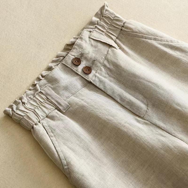 Pantalon large taille haute pour femme, pantalon décontracté fin pour printemps et été