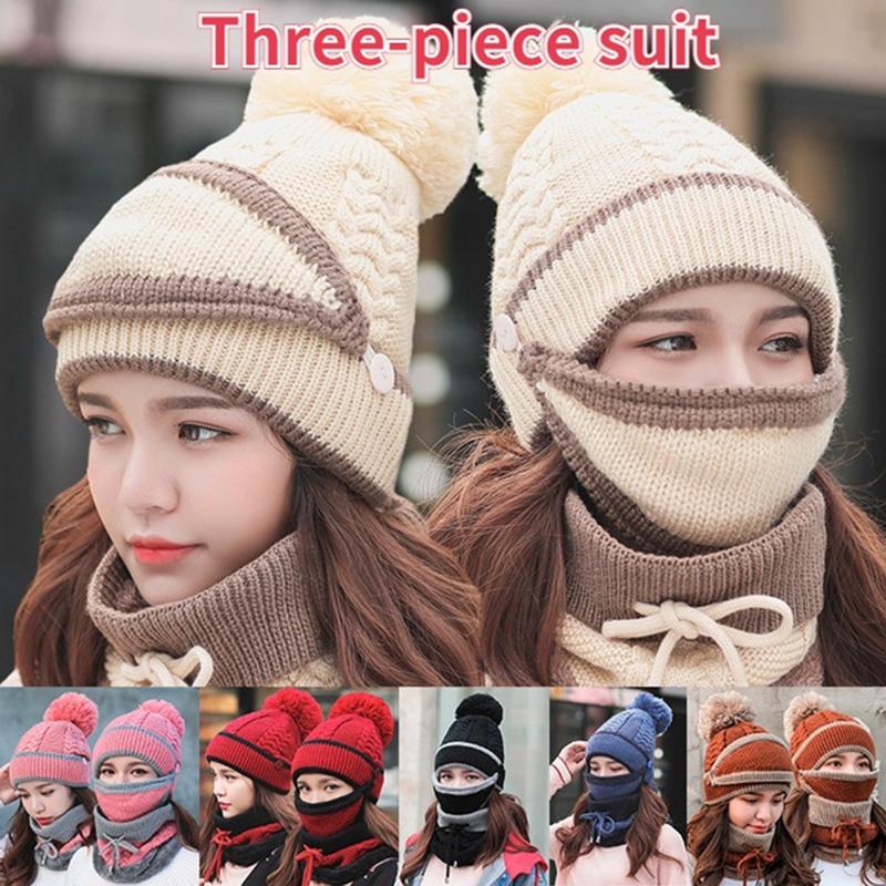 

Three-piece hat, mask, bib, three-piece set