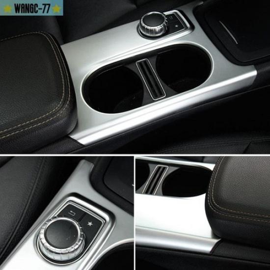 ABS Fit For Benz GLA CLA 2013- Silver Central Console Water Cup Cover Trim