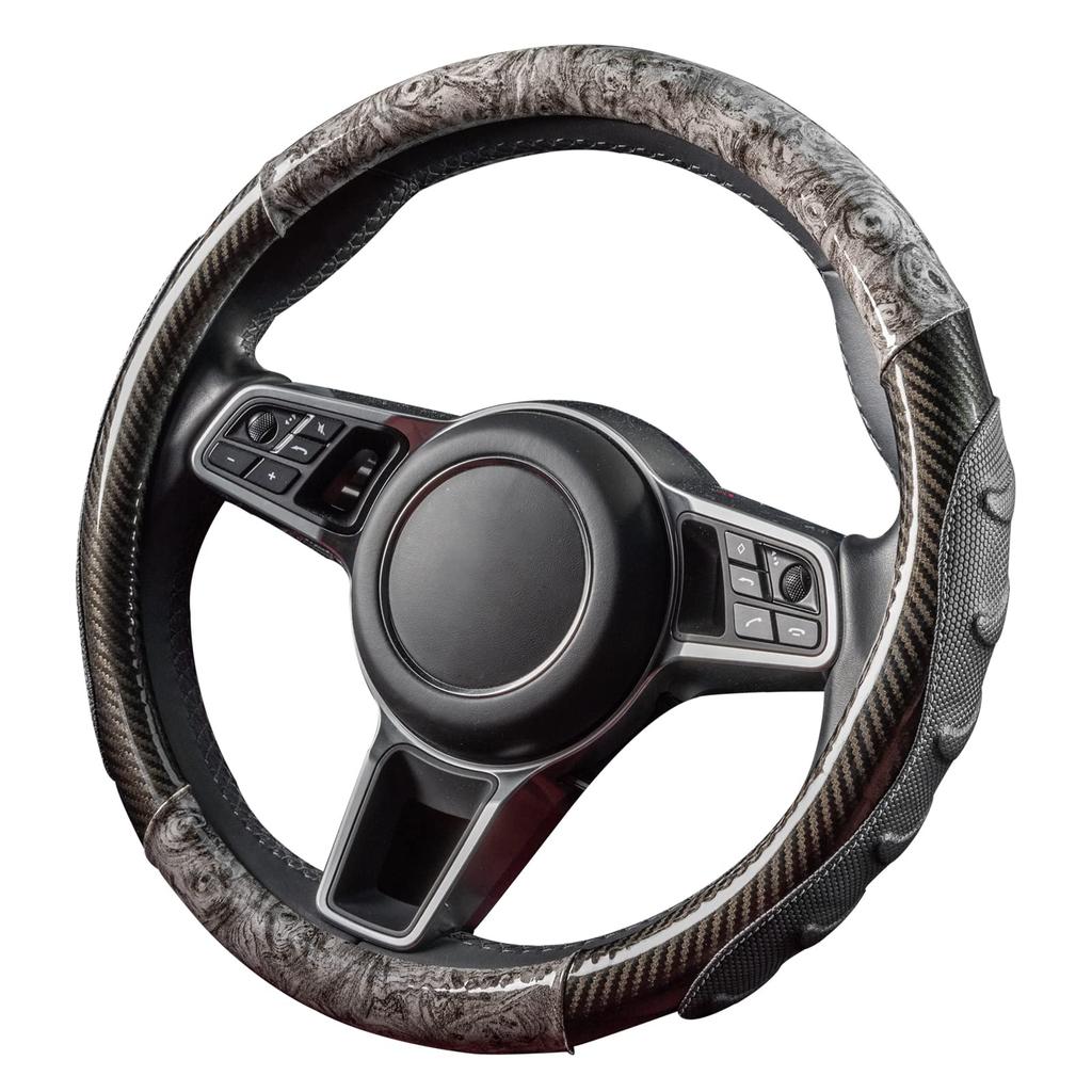 SHIMAKYO Steering Wheel Small for Kei and Standard Carbon Fiber and Wood Grain 3D Stylish Car Comfortable Car Interior Fits Gray Cover, Size, Cars,