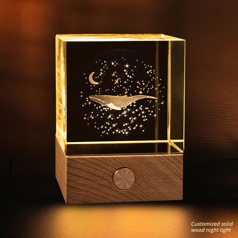 Starry Sky Cube Crystal Night Light: Creative Bedside Atmosphere Lamp