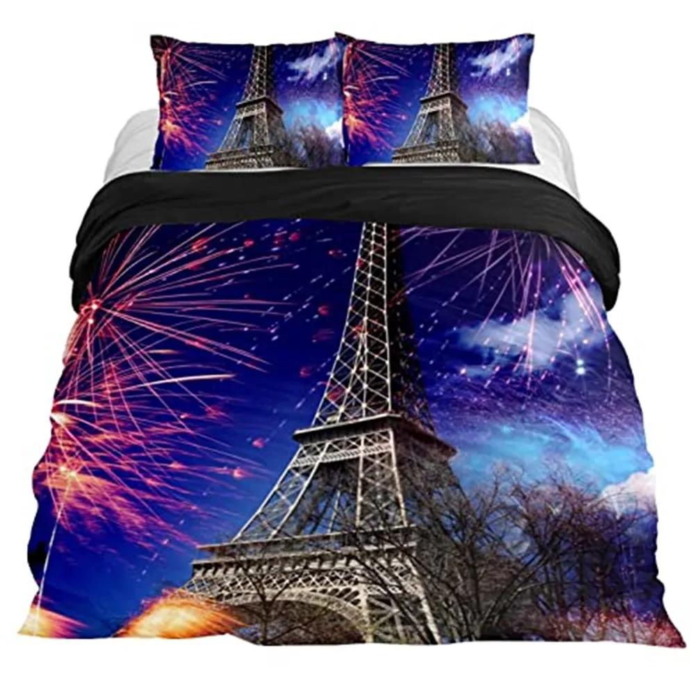Fireworks Soft Durable Quality Duvet Cover Colourful Fires Celebrate Mery Christmas Theme Polyester for Children Tens Women for Bedrom Decoration