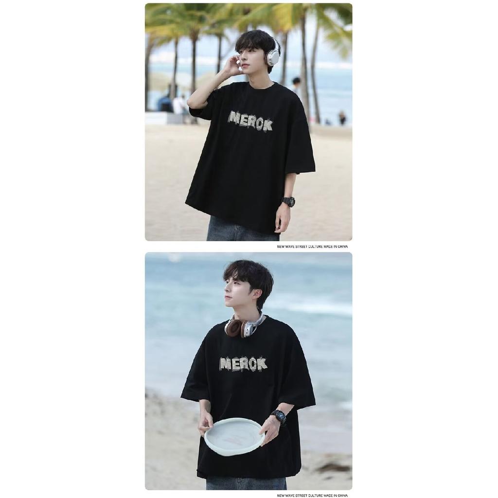 Ny kortärmad t-shirt för män på sommaren, koreansk stil trend, enkel halvärmad topp, Hong Kong-stil lös avslappnad märkes-t-shirt