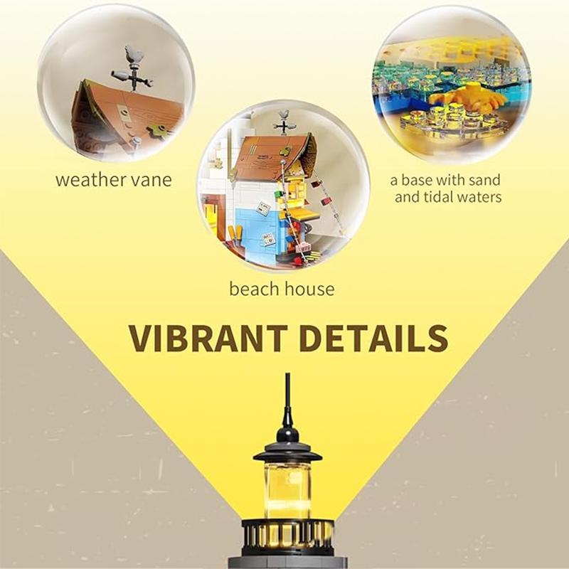 Micro-Baustein Leuchtturm Blöcke Küstenhäuschen Architekturmodell Puzzle Zusammenbau Steine Spielzeug Kinder Jungen Mädchen