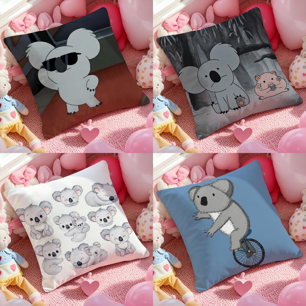 Koala Creative Cartoon Pillow Case Soft Plush Fabric DoubleSided Printed Cushion Cover Warm Winter Sofa Pillow Case