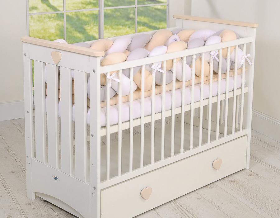 Braided cot bumper XXL - white-gray-beige