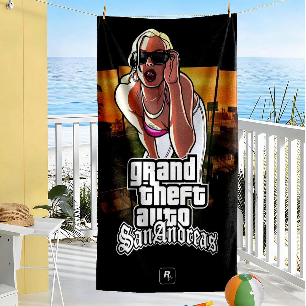 Gta Beach Towel High Absorbency Quick-Dry Comfortable Lightweight Suitable for Sports, Travel, Swimming, Yoga, Bathroom, Beach, And Pool