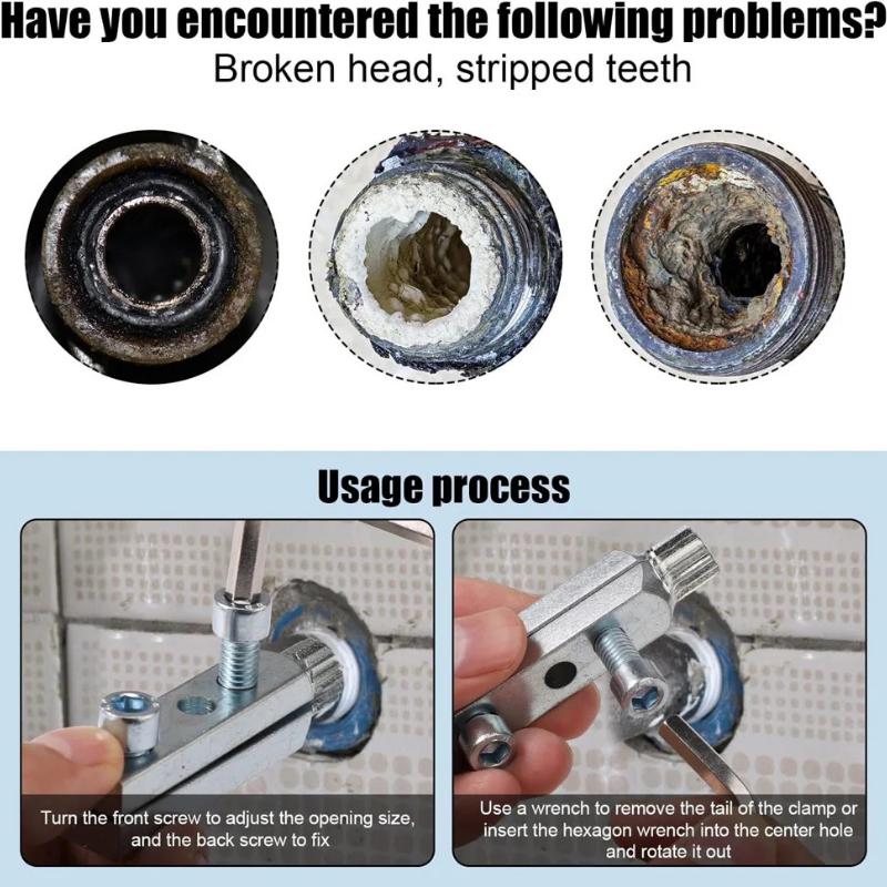 Professional Steel Broken Bolt Extractor - Water-Tap Angle Valve Remover Tool for 4/6 Points Damaged Screws Plumber's Repair Kit