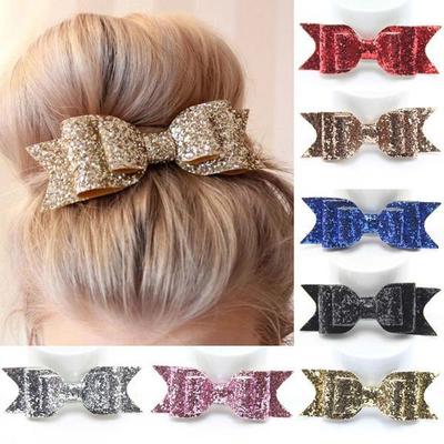 2024 Cute Fashion Alloy Sequins Big Bow Hairpin Shine Jewelry Hair Accessories for Girl Party Gift