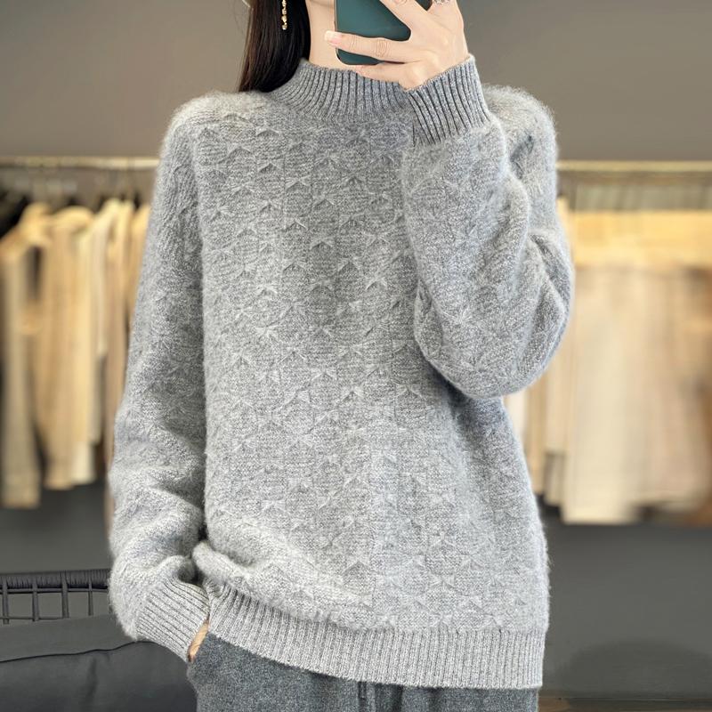 Women Sweater 100% Wool MODERN NEW SAGA Turtleneck Knit Pullover Thick Winter Jumpers Female Knit Tops