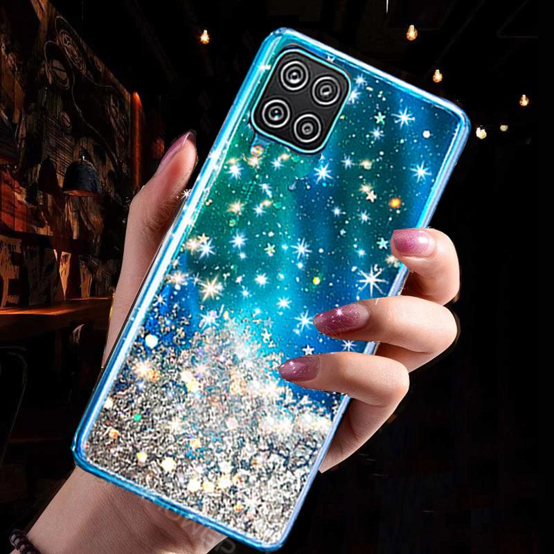 Colorful Glitter Epoxy Soft Case For Samsung Galaxy A12 A32 A42 A52 A72 5G Bling Star TPU Back Cover For Samsung S21 S30 Plus Ultra Phone Case Bumper